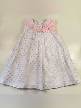 Pink & White Swiss Dot Ruffle Dress 2T